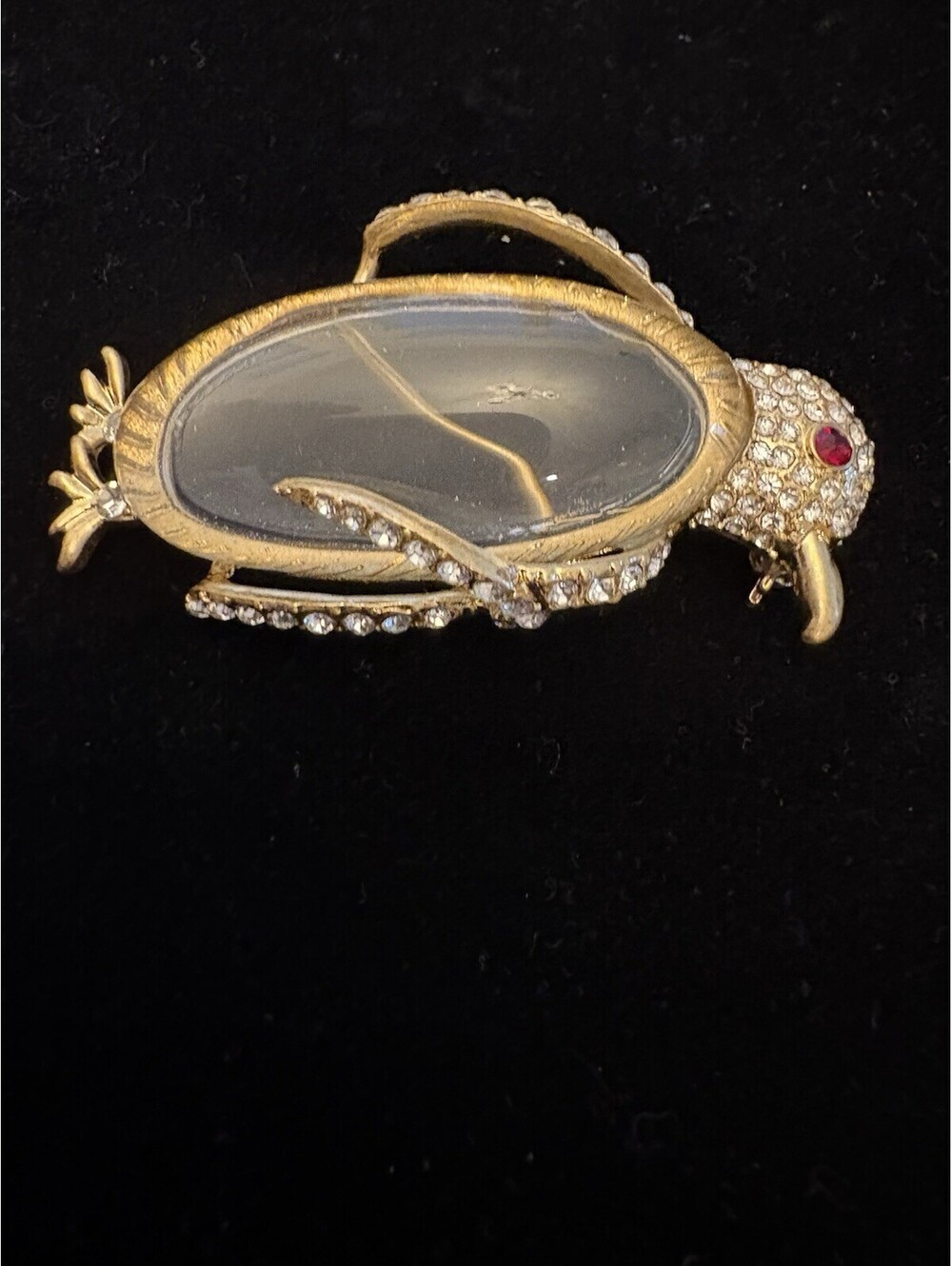 Exquisite Crown Trifari Clear JELLY BELLY Rhinestone PENGUIN BROOCH 3” - Picture 2 of 8